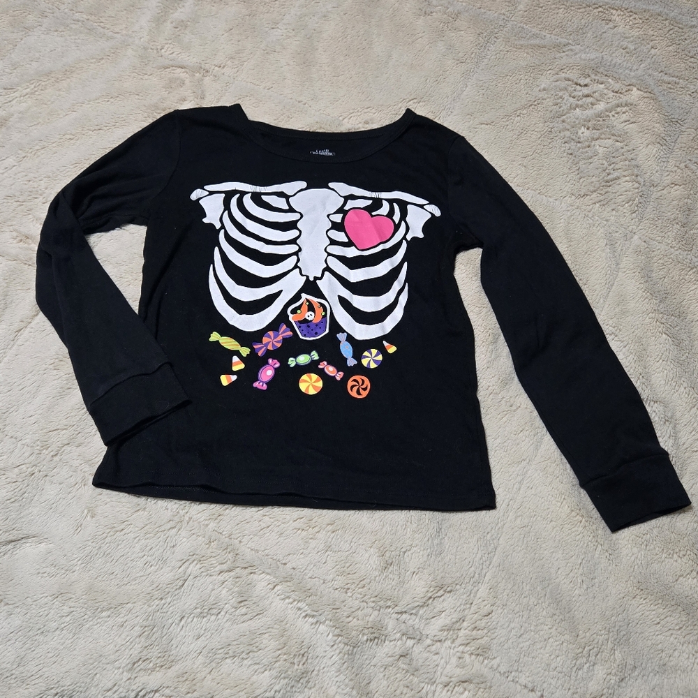 Halloween Skeleton Candy Long Sleeve Shirt Kids L 10/12
